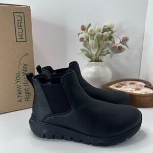 Kuru Flex Astra Arch Support Leather Comfort Boot Jet Black Women 9M Tried On
